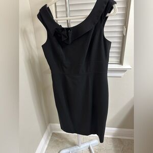 Calvin Klein Black Mini Dress with Bow Detail, Size 12